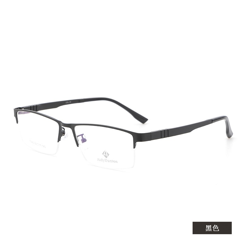 新款不夹脸金属眼镜框丹阳商务男款钢板近视镜架超弹塑钢腿7743