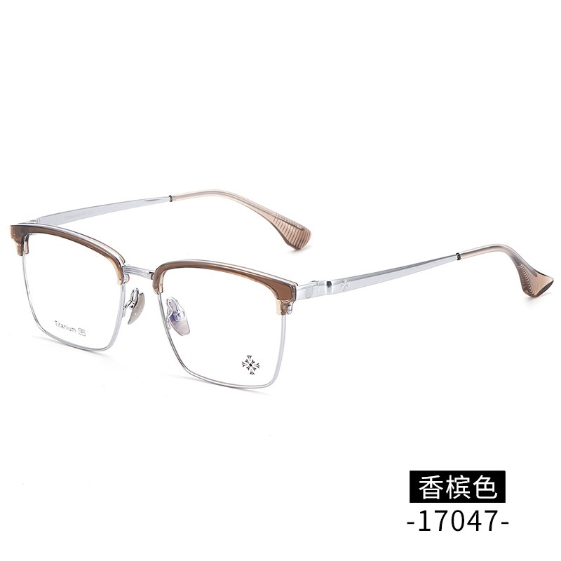 纯钛眉毛眼镜架 工厂批发17047时尚宽腿小红书眉线框潮款平光眼镜
