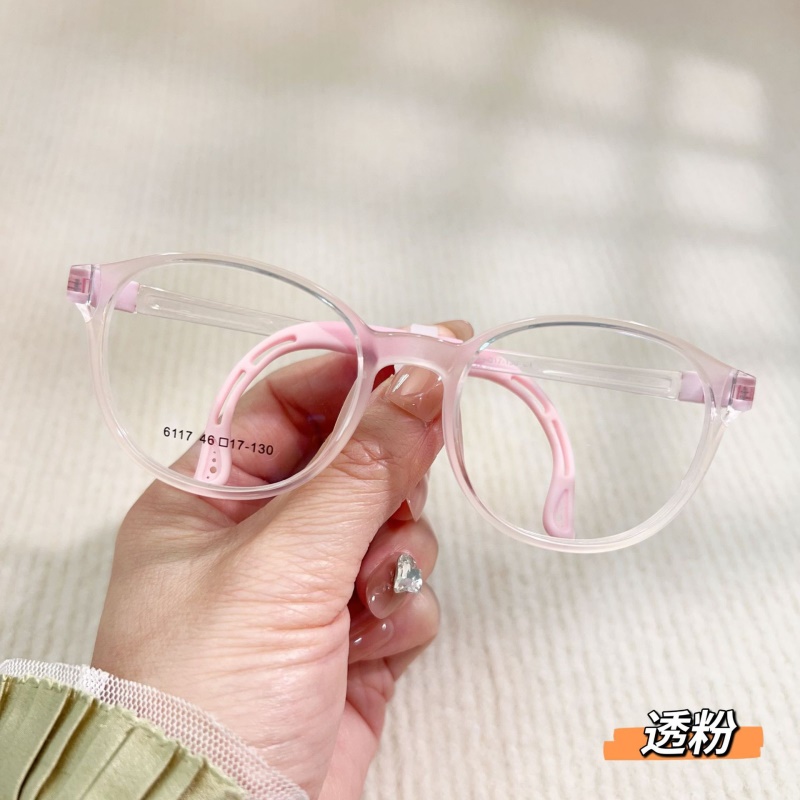 硅胶眼镜框儿童某白同款透明色系男女款软鼻托舒适圆形眼镜6117