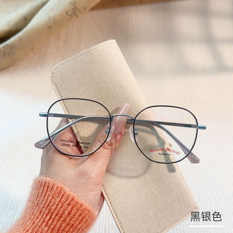 小红书种草宽边复古眼镜 22093双色男女IP电镀眼镜框多边形平光镜