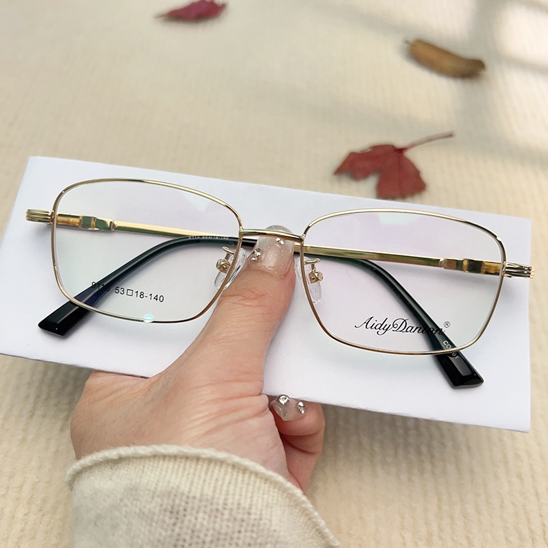 IP金属眼镜框宽边记忆架钛合金 9113镜腿可弯曲男士近视老花镜架