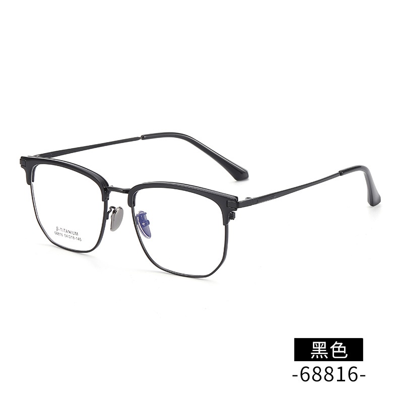 新款钛合金复古平光镜 时尚多边形眉线架68816无磁钛眉毛眼镜框