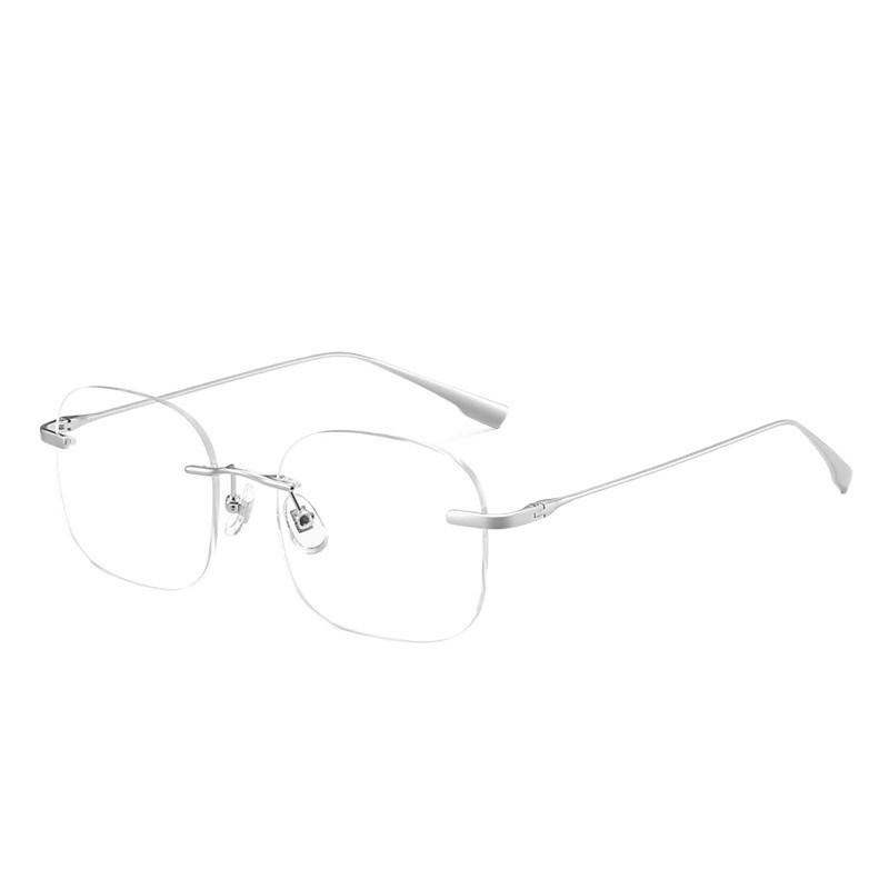 赵思lu许妍同款无边框眼镜女批发高级感可配度数素颜无框纯钛镜框