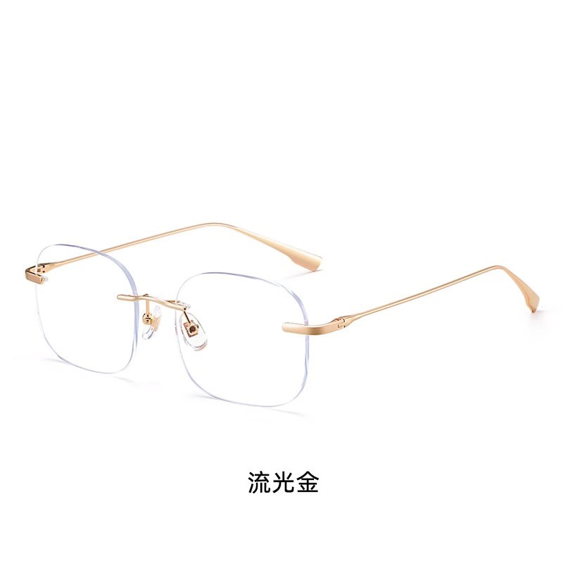 赵思lu许妍同款无边框眼镜女批发高级感可配度数素颜无框纯钛镜框