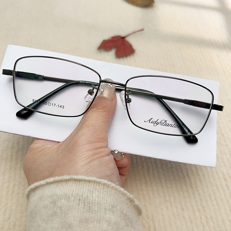 IP金属眼镜框宽边记忆架钛合金 9112镜腿可弯曲男士近视老花镜架