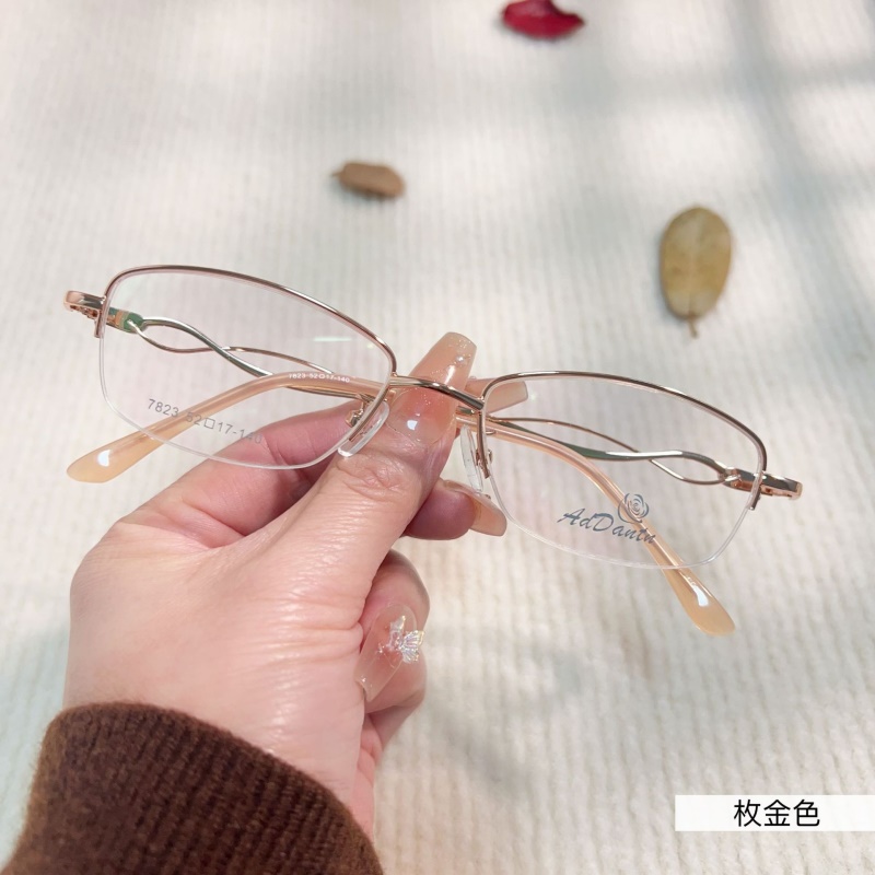 时尚双色新款近视眼镜框7823丹阳厂家批发半框商务女士金属镜架