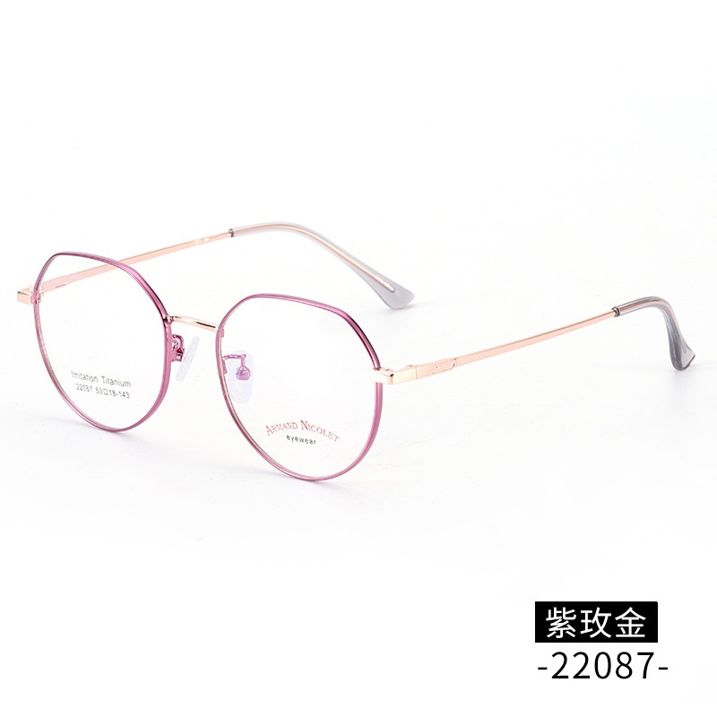 多色小红书复古眼镜 深圳电镀多边形开球镜架22087男女式平光眼镜