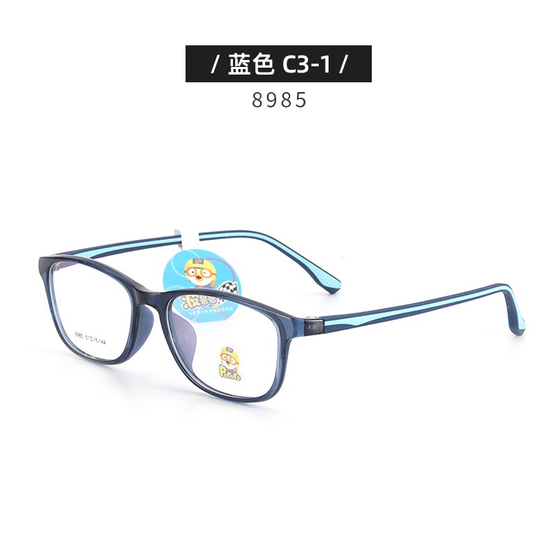 新款近视女硅胶鼻托防脱落TR90波鲁鲁男韩版透明色系儿童眼镜框架