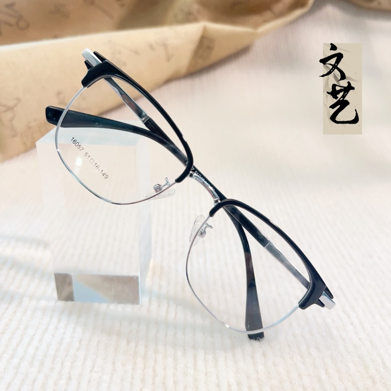 新款时尚眉毛眼镜架 素颜眉线框16057斯文痞帅黑色丹阳眼镜轻定制