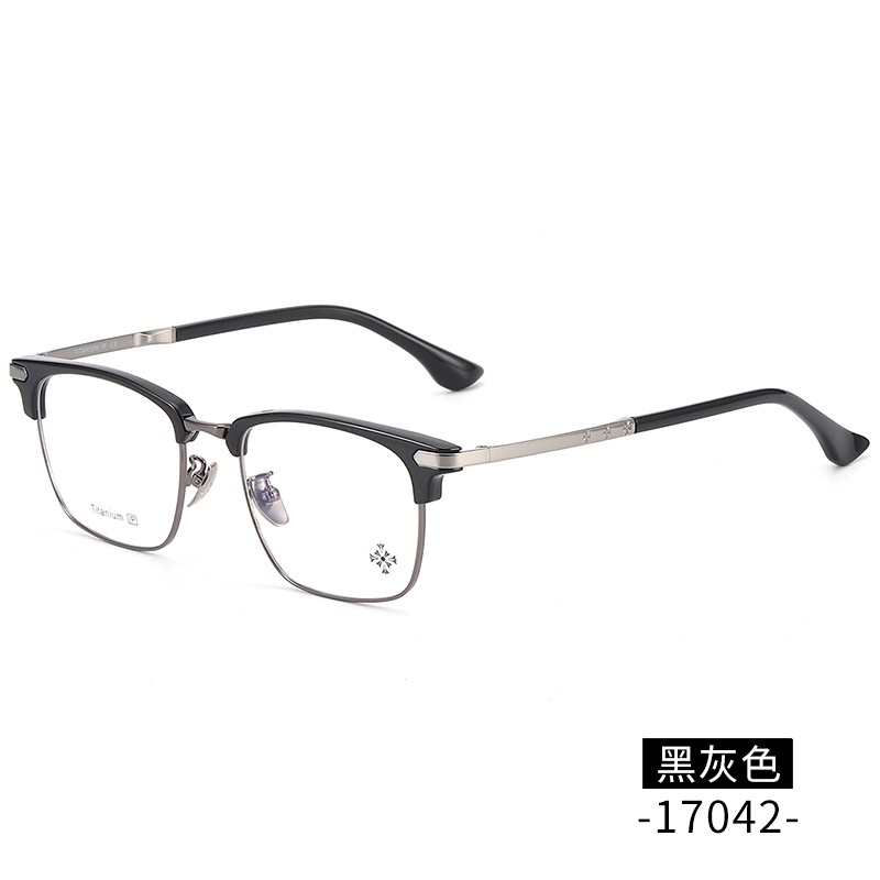 纯钛眉毛眼镜架 工厂批发17042时尚罗心小红书眉线框潮款平光眼镜