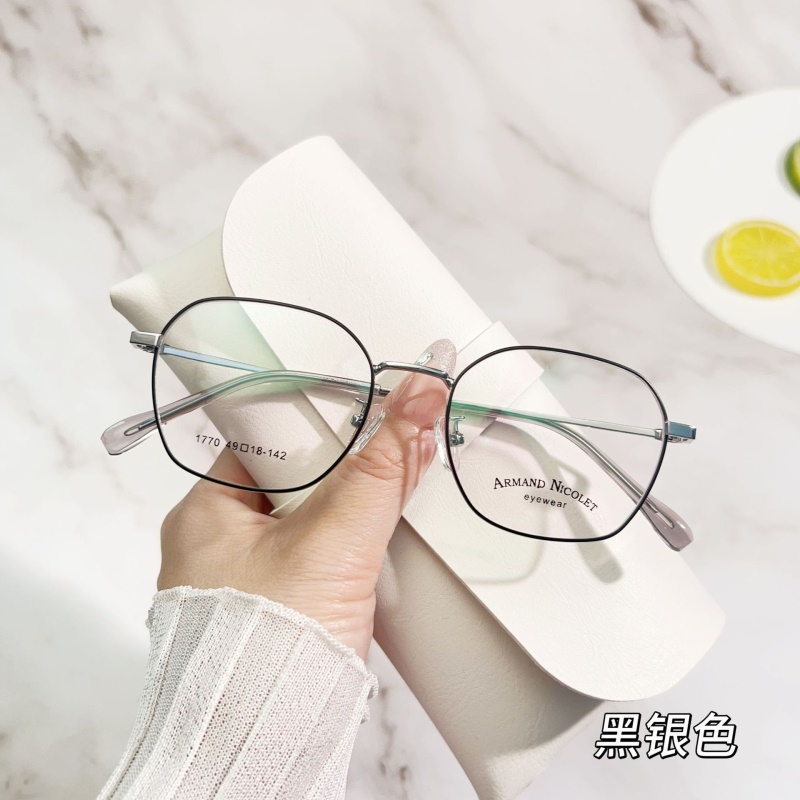 小红书种草眼镜女开球镜架丹阳配眼镜1770平光镜多边复古眼镜框男