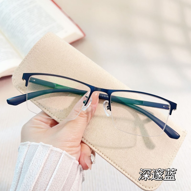 钢板眼镜架跨境批发7761男士金属休闲半框架丹阳光学眼镜架厂家