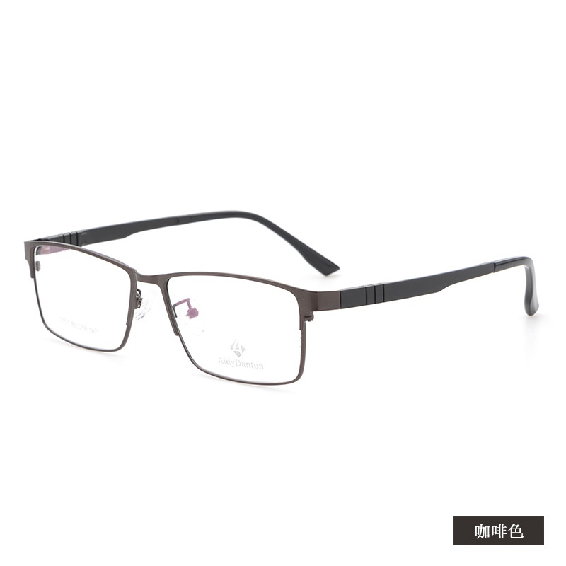 新款弹性钢皮眼镜框批发7751丹阳商务男士光学架塑钢腿全框镜架