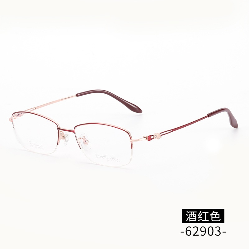 超轻纯钛眼镜女士近视批发 时尚商务镜架62903正品半框B钛架镜框