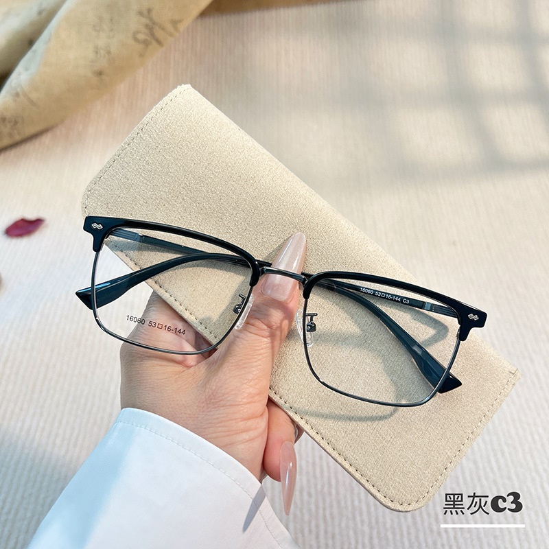 新款无磁钛眼镜架时尚透明眉线框16060小红书潮复古眉毛架眼镜框