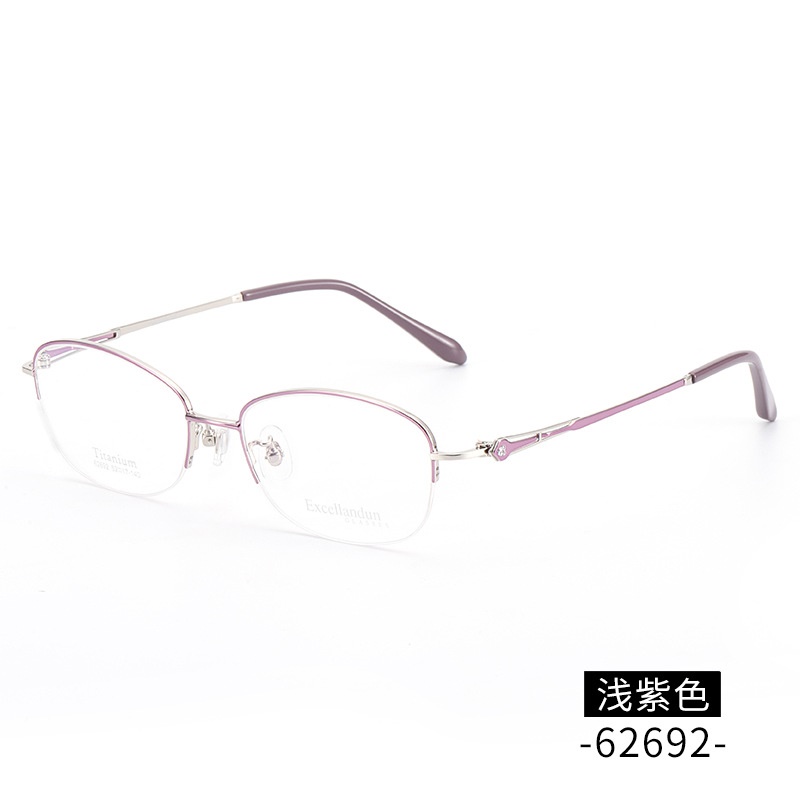 超轻纯钛眼镜框女士近视 时尚商务气质镜框62692正品半框B钛镜架