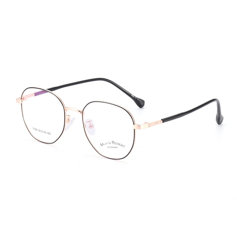 小红书金属复古眼镜多边形有锁块镜架批发1758平光镜男女近视眼镜