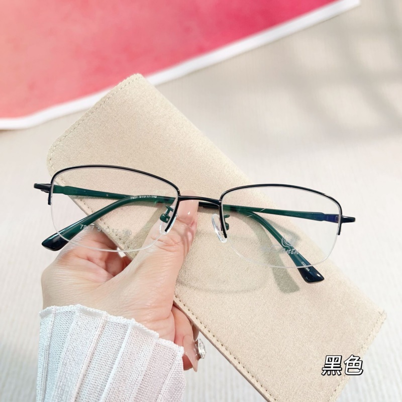 新款时尚双色近视7827厂家批发商务金属女士丹阳镜架半框眼镜框