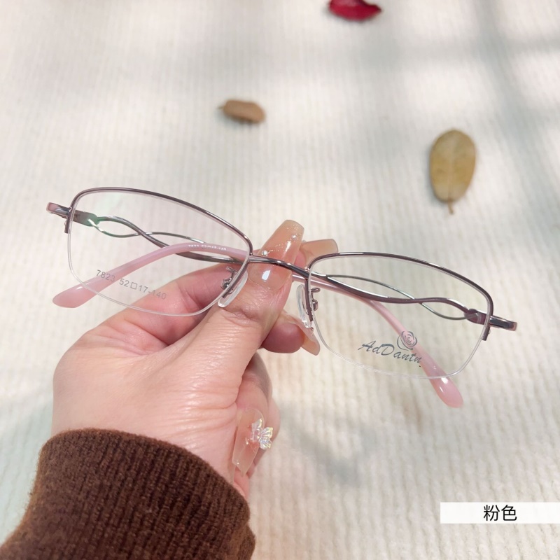 时尚双色新款近视眼镜框7823丹阳厂家批发半框商务女士金属镜架