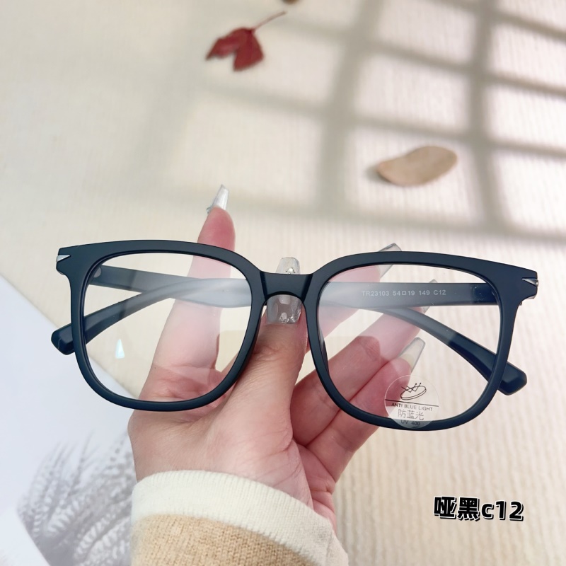 TR透明网红同款23103防蓝光复古眼镜框 铆钉显瘦学生tr90平光镜
