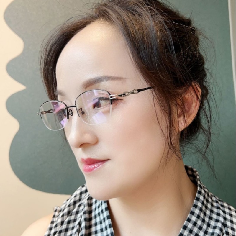 时尚双色新款眼镜近视7822丹阳厂家批发半框女士眼镜商务金属镜架