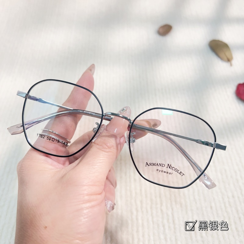 新品多边形眼镜架小红书种草文艺眼睛框 1762平光复古金属眼镜框