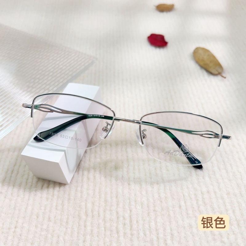 时尚新款近视眼镜框7828丹阳半框双色减龄商务女士工厂批发镜架