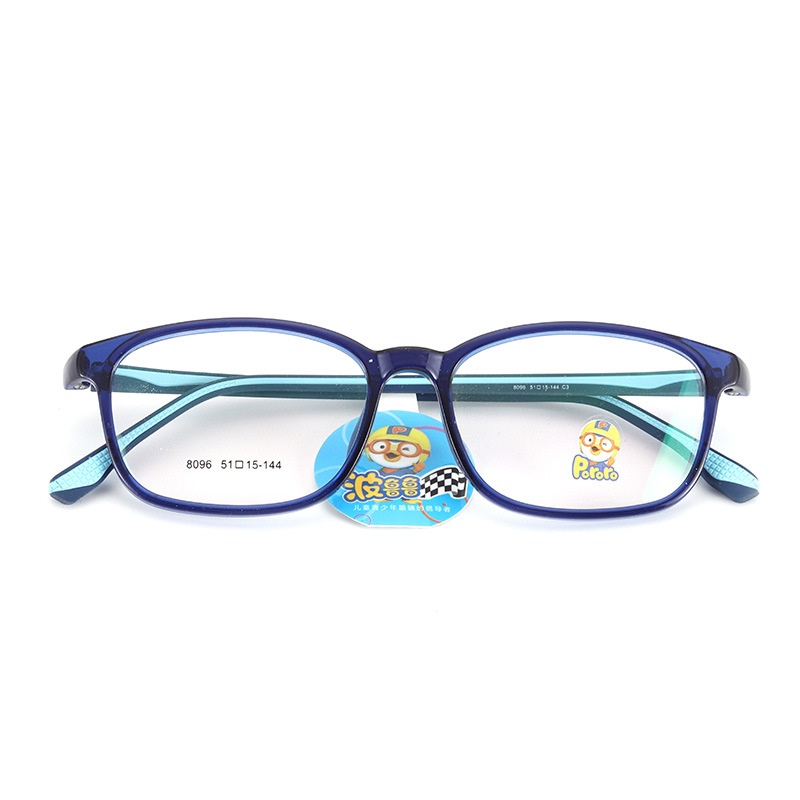 新款小红书透明 波鲁鲁儿童近视散光眼镜批发8096 双色硅胶眼镜框