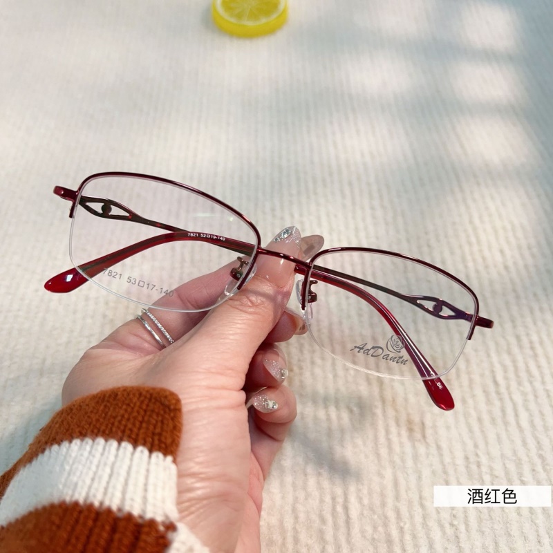 时尚新款金属镜架7821丹阳半框商务近视镜框高端女士眼镜框架超轻