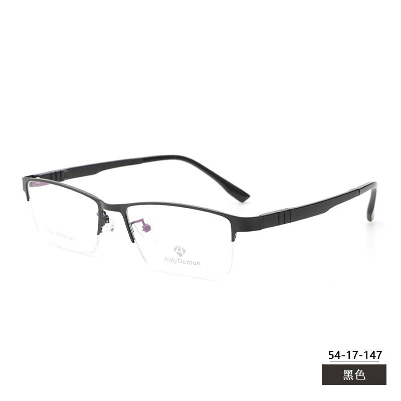 新款不夹脸金属眼镜框丹阳商务男款钢板近视镜架超弹塑钢腿7752