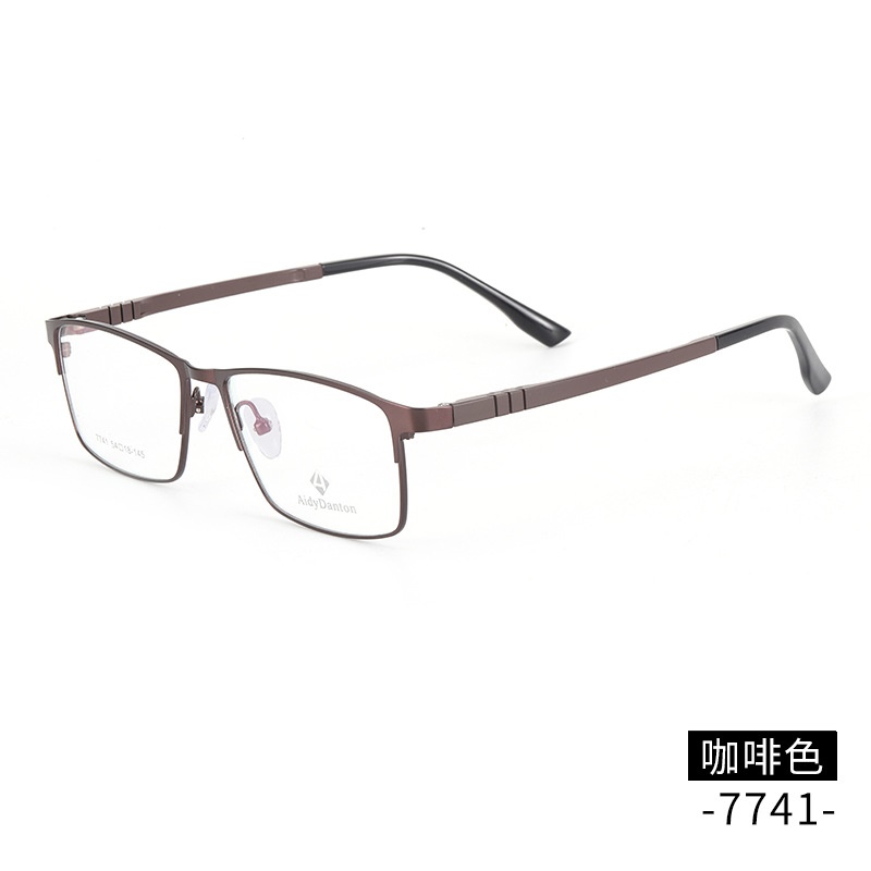 弹簧腿钢板眼镜架厂家批发7741男士金属全框塑钢长城腿眼镜框丹阳