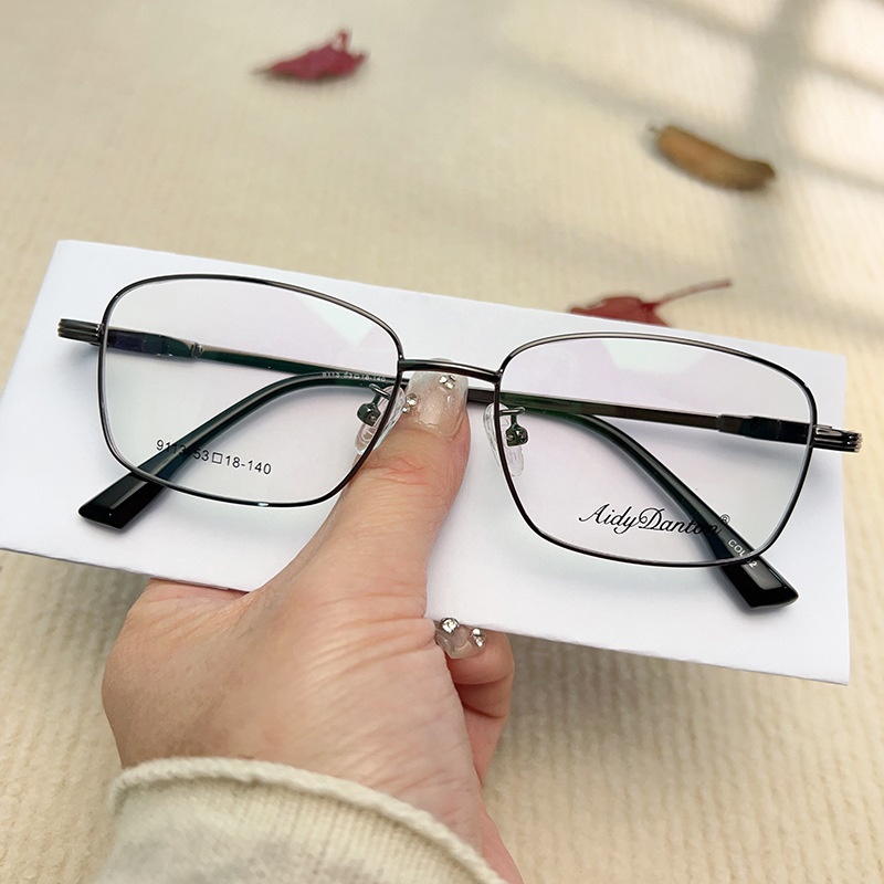 IP金属眼镜框宽边记忆架钛合金 9113镜腿可弯曲男士近视老花镜架