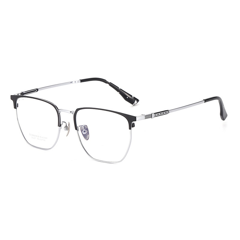 丹阳方框男士眼镜光学近视超轻镜框90007时尚复古纯钛框架眼镜
