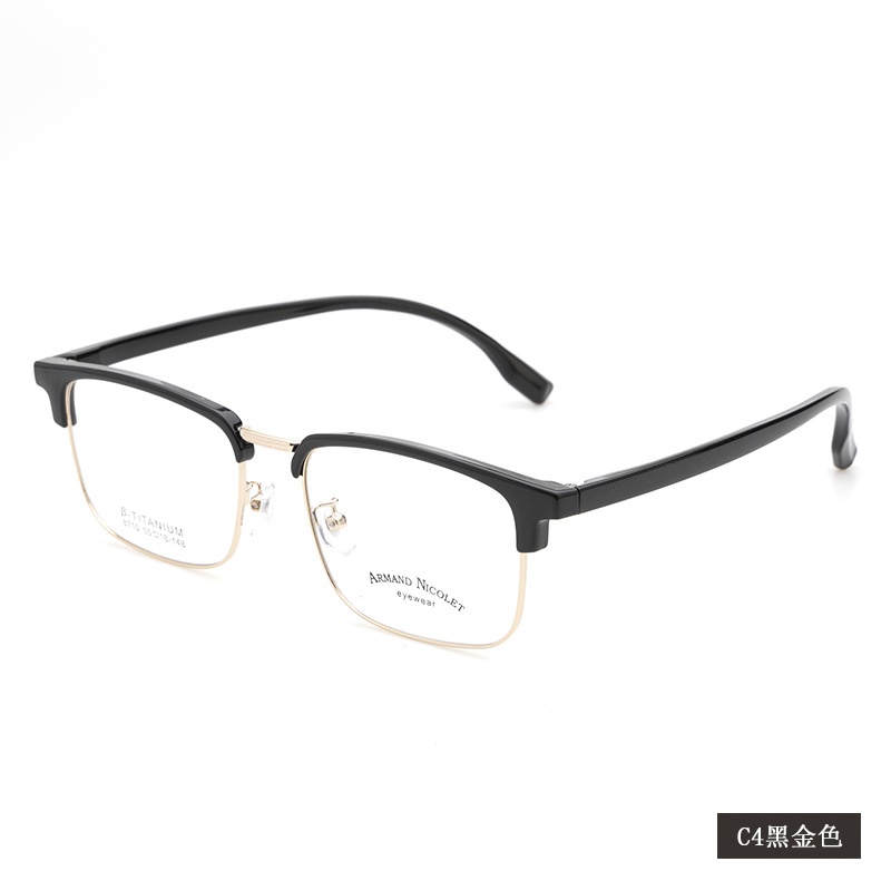 男士眉毛眼镜框架 时尚小红书同款8710TR90眉线中号黑框复古架