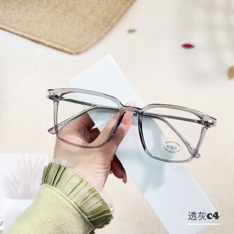 TR透明网红同款30298复古防蓝光眼镜框 铆钉显瘦学生tr90平光镜