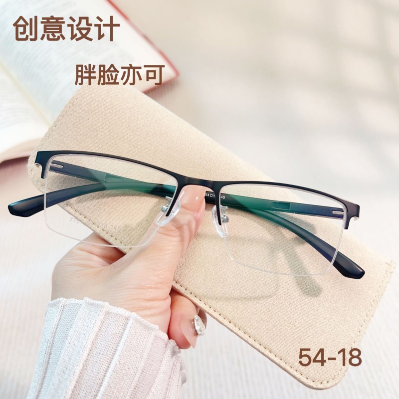 钢板眼镜架跨境批发7761男士金属休闲半框架丹阳光学眼镜架厂家
