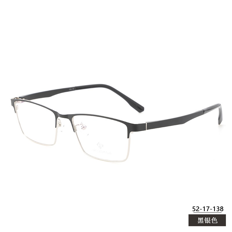 新款金属眼镜框批发丹阳全框 商务男款钢板近视镜架塑钢腿60026