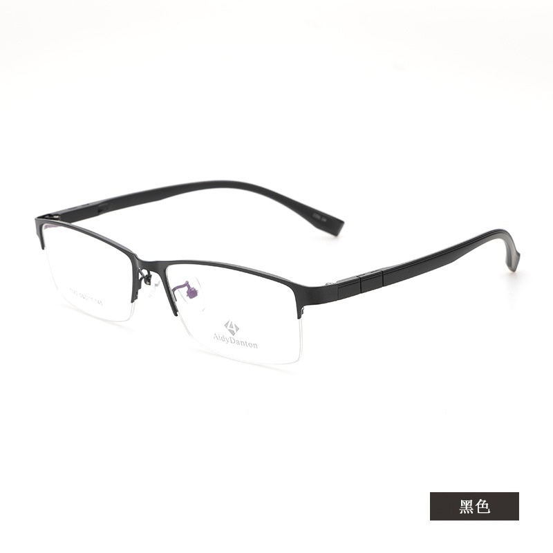 新款钢皮眼镜架厂家批发7742男士丹阳金属半框塑钢长城腿眼镜框