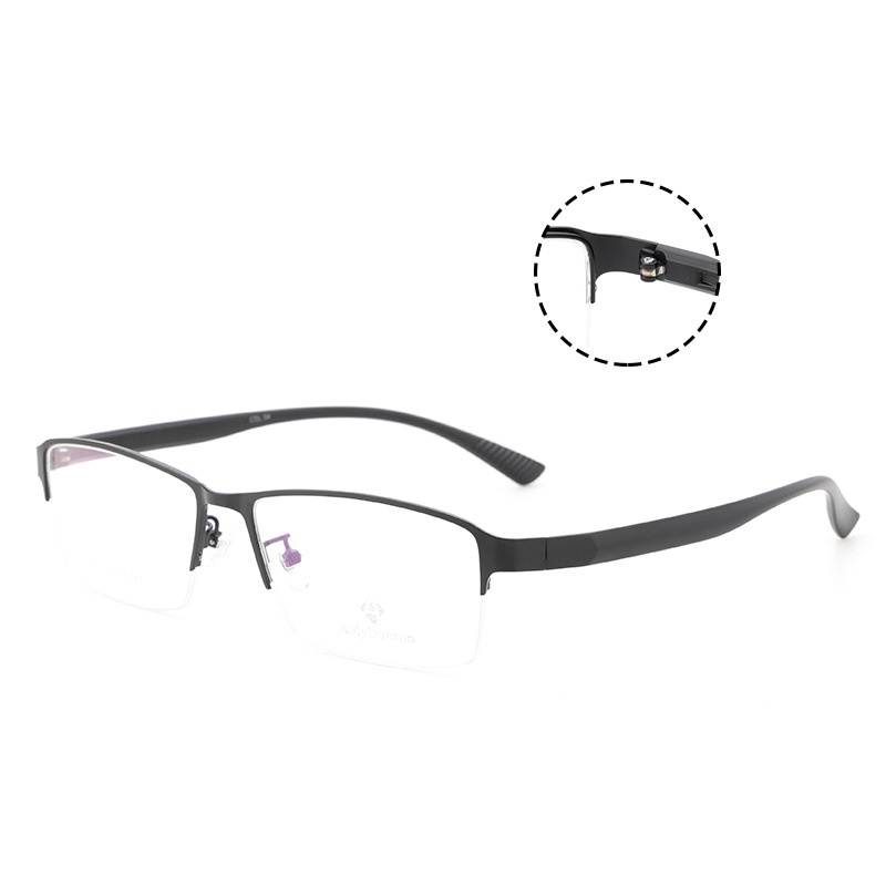 新款金属眼镜框加宽腿丹阳厂家批发半框近视镜架男款钢皮大脸镜框