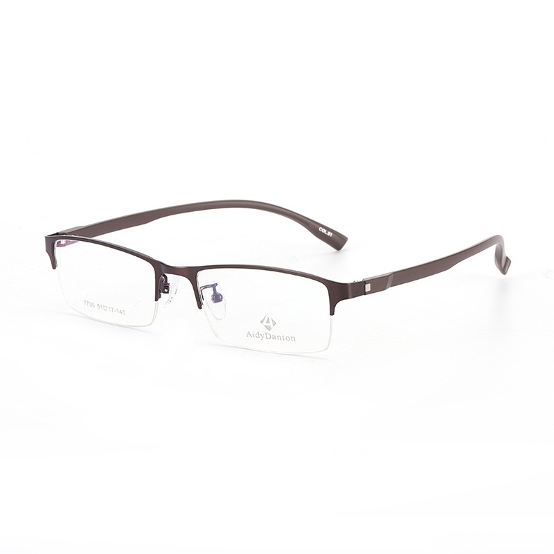 新款金属眼镜框7735半框钢板眉毛框 瘦脸男款塑钢腿近视镜框小框