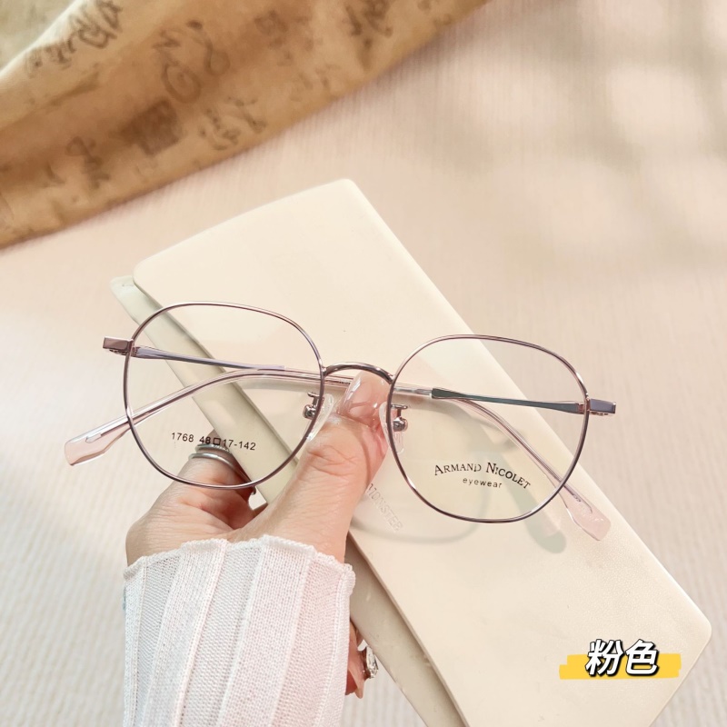 新款 近视眼镜1768全框眼镜架带锁块男女士多边形复古金属眼镜框