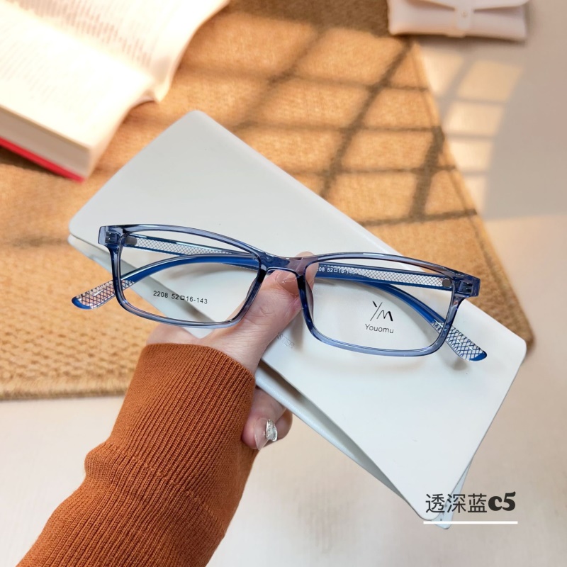 时尚新款透明水晶tr腿眼镜批发2208近视眼镜框方形窄框TR90眼镜架