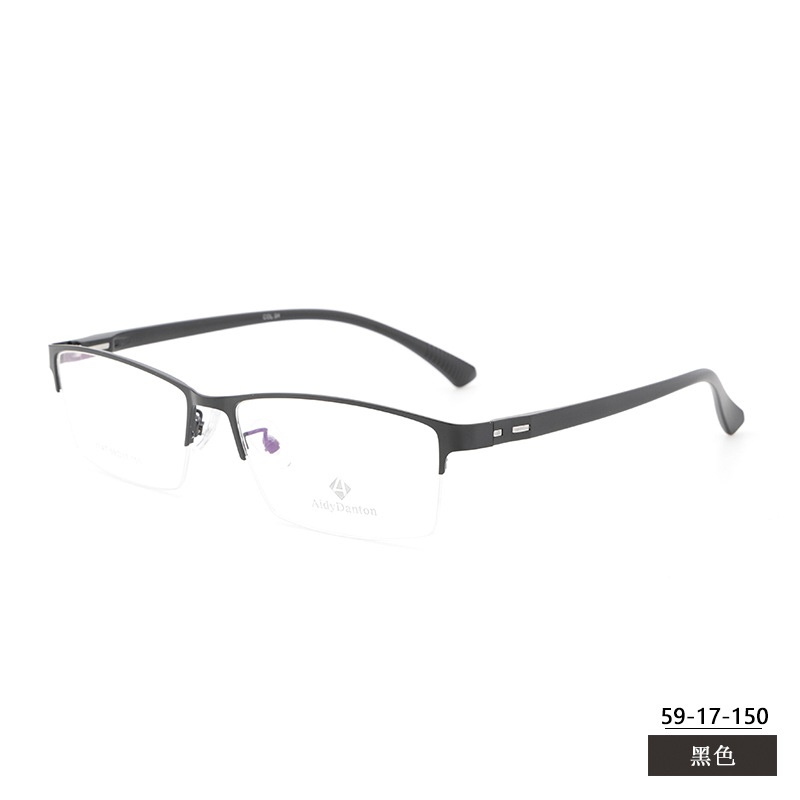 新款金属眼镜框批发丹阳半框 大号男款钢板近视镜架塑钢腿7747