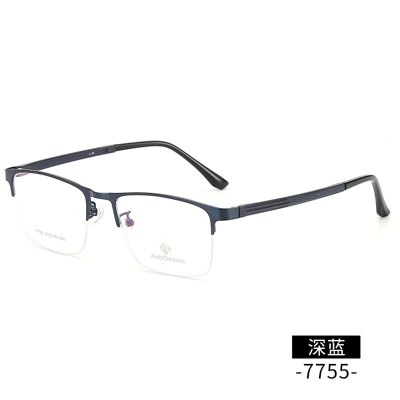 丹阳钢板眉毛眼镜架厂家批发7755男士中号金属半框架光学眼镜框