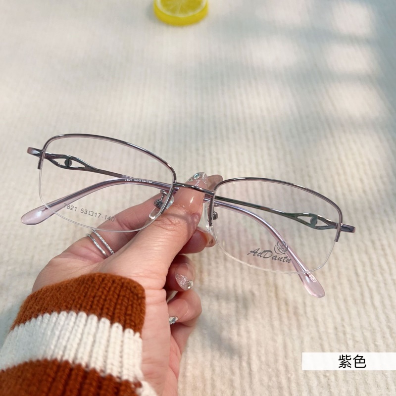 时尚新款金属镜架7821丹阳半框商务近视镜框高端女士眼镜框架超轻