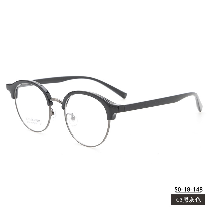 男女士圆形眉毛眼镜框时尚小红书种草8742TR90眉线黑框复古架批发