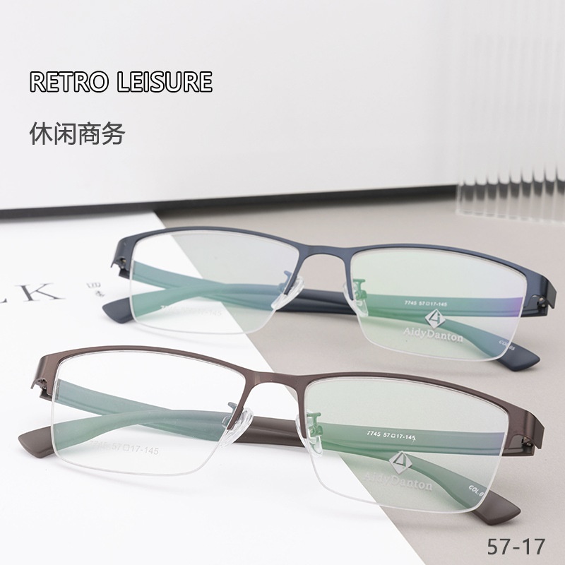 钢板大框眼镜架跨境批发7745男士金属休闲半框架 光学眼镜架丹阳
