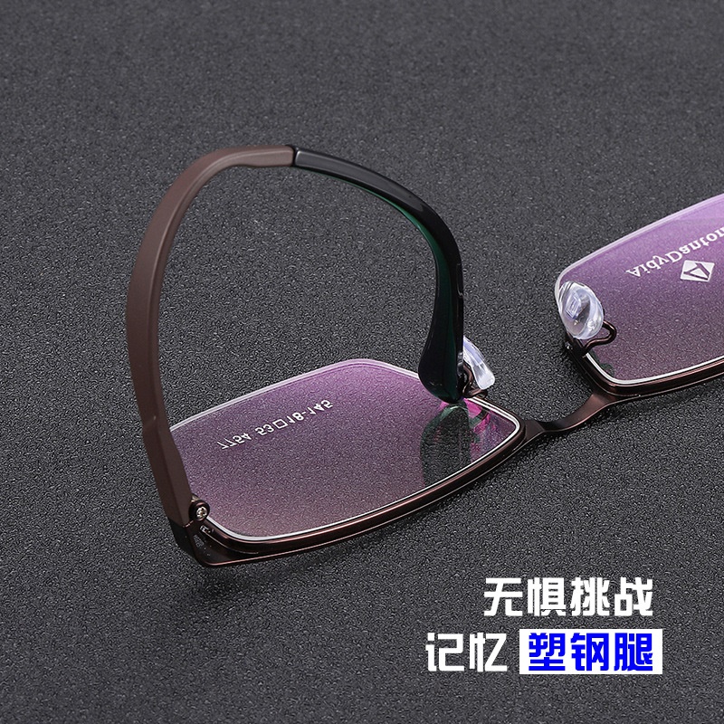 新款眉毛金属眼镜框丹阳商务男款钢板近视镜架超弹塑钢腿7754