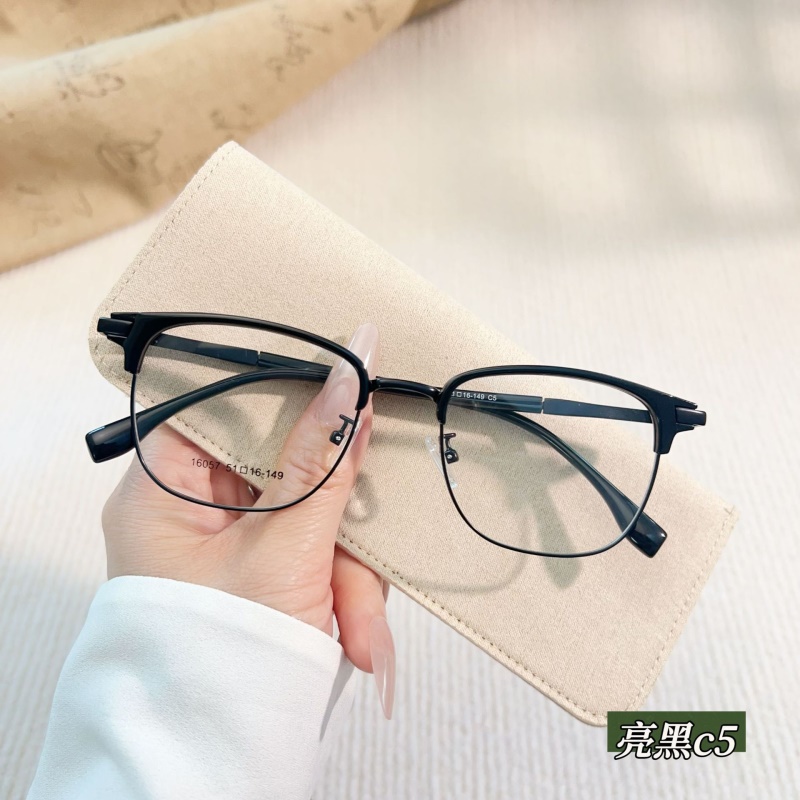 新款时尚眉毛眼镜架 素颜眉线框16057斯文痞帅黑色丹阳眼镜轻定制