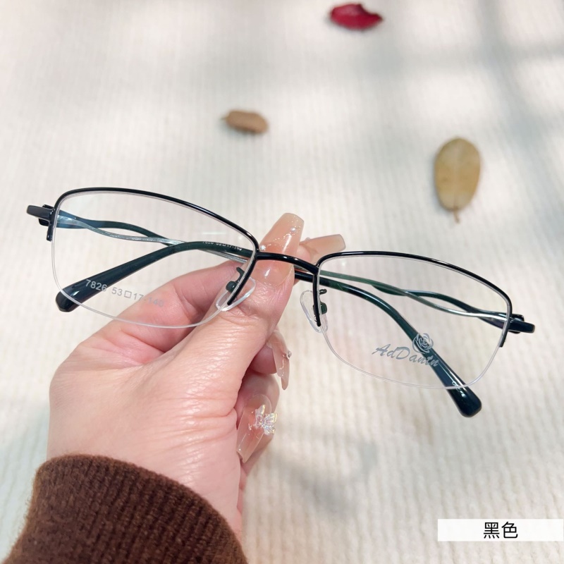 时尚新款眼镜近视女7826丹阳半框双色立体商务可配渐近片镜架